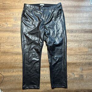 Abercrombie & Fitch Vegan Leather 90s Straight Pant Women's 36 Black NWT Curve